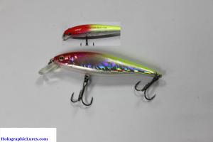 NEW 4" Silver - Chartreuse HD LifeLikeLures.com™ Holographic Meandering Minnow™ Lure by Holographiclures.com™ 